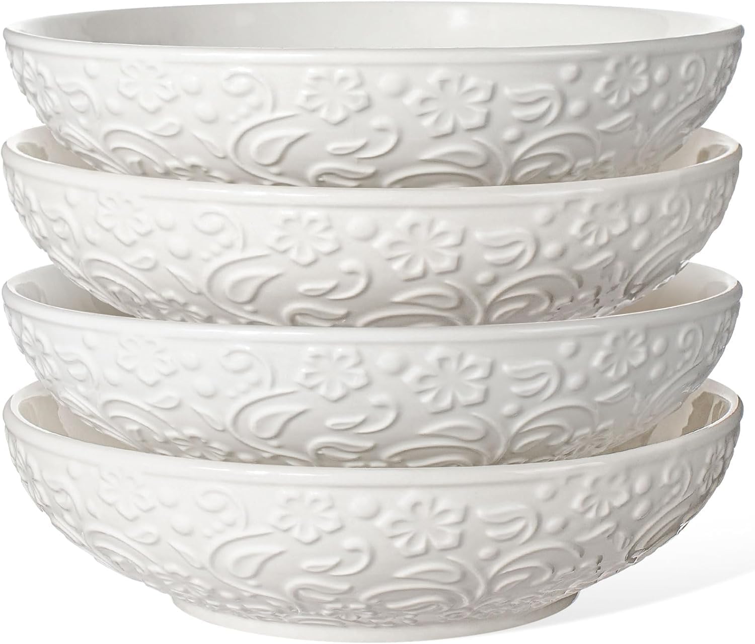 Artena Soup Bowls & Soup Spoons, 26 OZ Cereal Bowls & Cereal Spoons, Pasta Bowls 32oz, Ceramic Large Salad Bowls 8 inch
