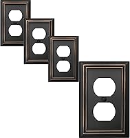 Adler Aged Bronze Single Duplex Outlet Wall Plate Cover 4-Pack - Durable Metal 1-Gang Switch Plate for Receptacles