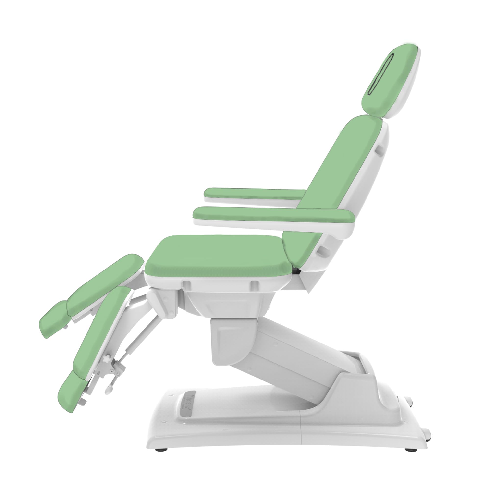 Elektrische Kosmetikliege/Kosmetikstuhl – Höhenverstellbar, belastbar bis 200 kg, mit Armlehnen und Verstellbarer Rückenlehne – Ideal für Beauty-Salons (Pastellgrün)