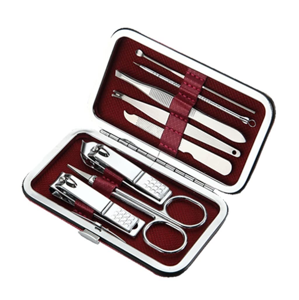 Nagelknipser-Set, Nagelknipser-Set, schwarzer Edelstahl, Nagelmaniküre-Werkzeuge, Home Beauty-Nagelset, Reise-Geschenkbox, Nagelset, 8-teiliges Nagelscheren-Set