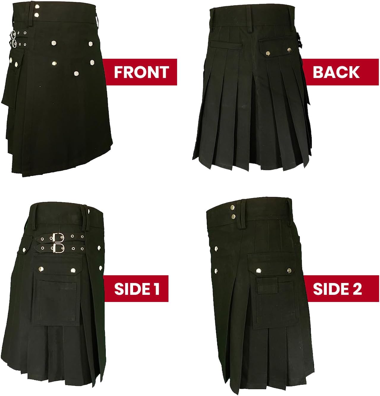 UT Kilts Deluxe Utility Kilt for Men, Adjustable Poly-Cotton Modern Kilt, with Elegant Studded Front Apron & 4 Pockets - Image 5