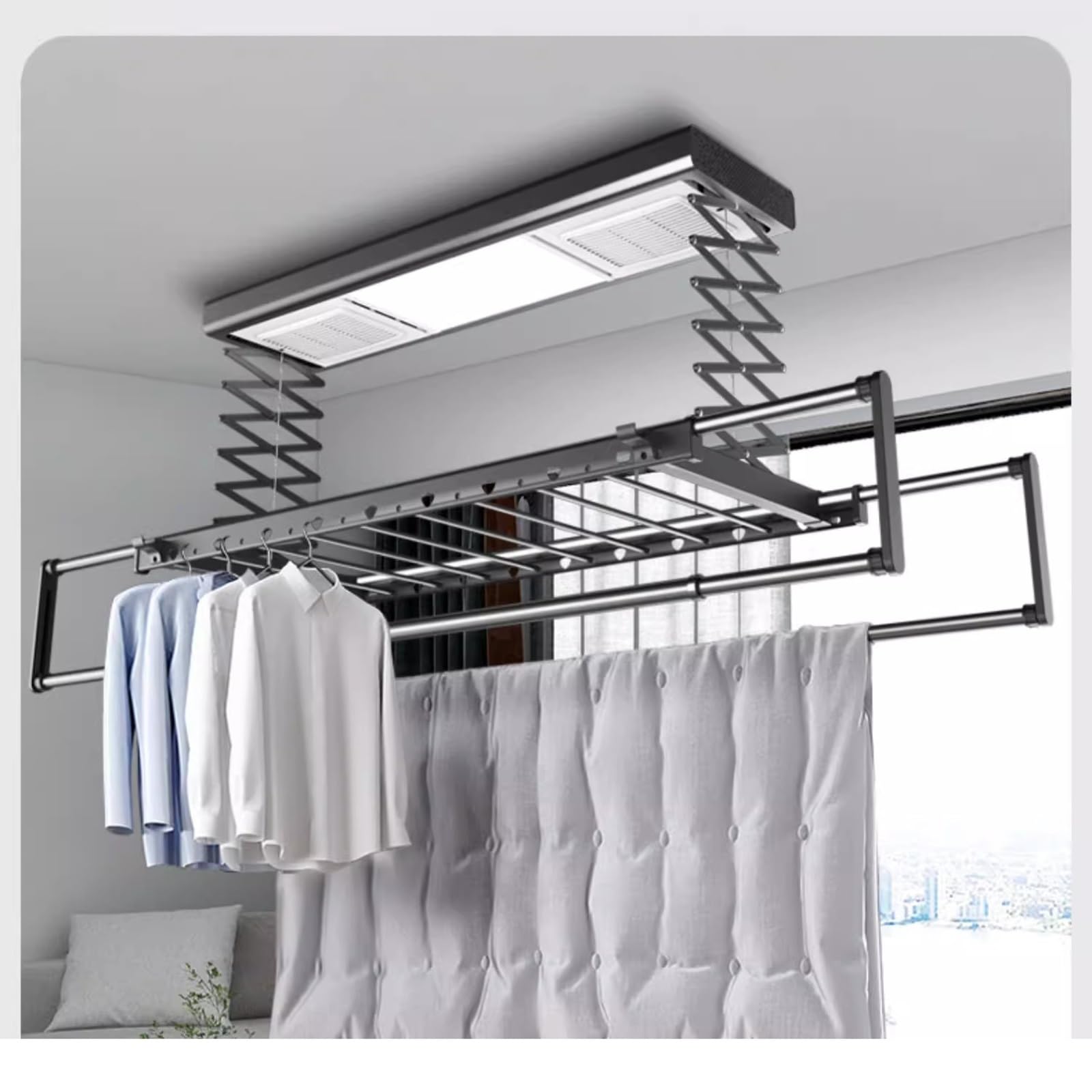 Tendedero de Techo eléctrico con Mando a Distancia y Sistema de elevación automática para balcón y hogar., B-One Size