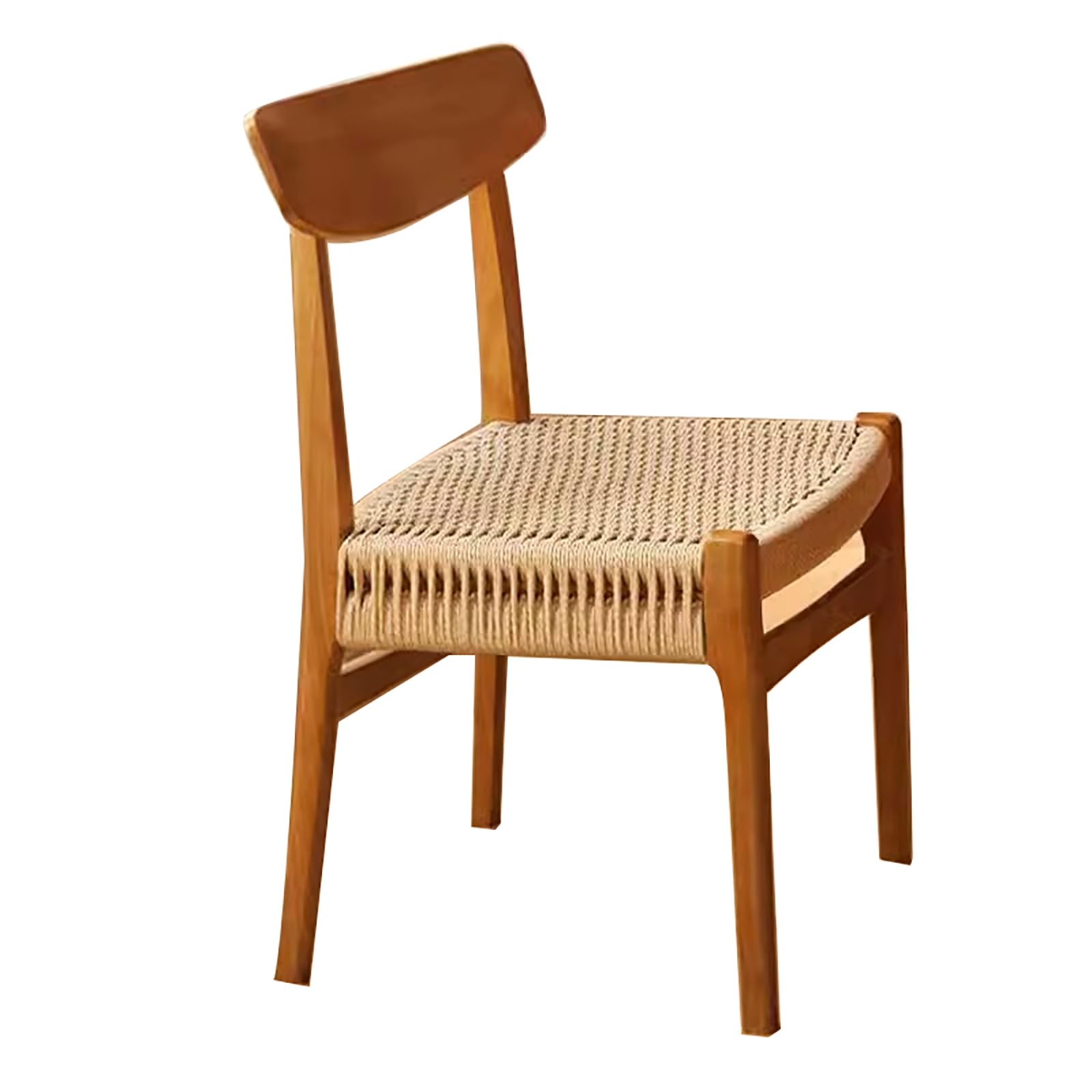 Elegantes y modernas sillas de comedor de ratán con patas de metal, sillas laterales tejidas sin brazos para cocina y bar para el hogar y restaurante, elegante solución de asiento marrón