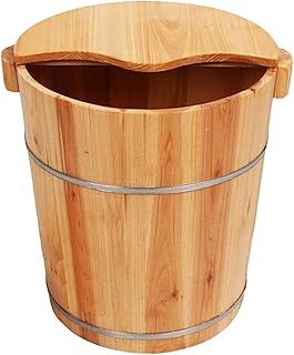 Bacia de pés de madeira de barril de spa para pés, banheira de pés de madeira maciça de cedro, balde para banho de pés, banheira de pés de massagem de spa de pedicure, com tampa e massageador