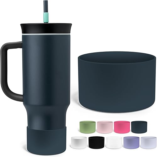 Miniatura 7 de Jmoe USA Funda de silicona para vaso Owala de 40 onzas, solo se adapta a vasos con asa, funda antideslizante, protege contra abolladuras y arañazos,