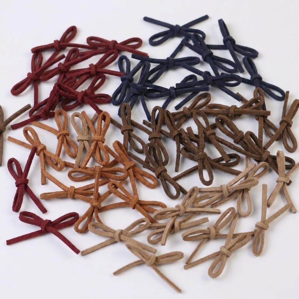 50PCS Mini Suede Fabric Bow, 5 Colors Ribbon Bows Knots for DIY Crafts