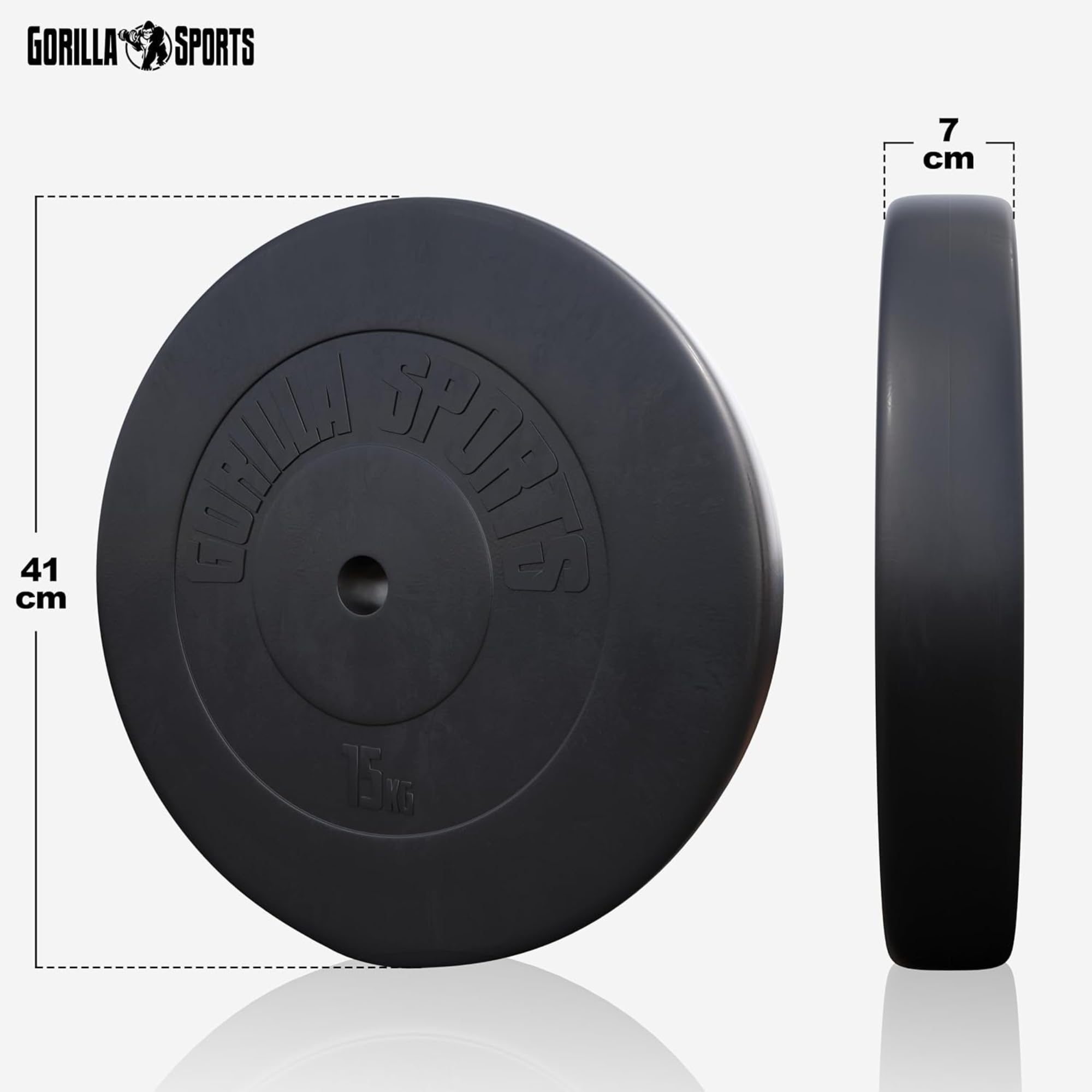 GORILLA SPORTS® Juego de mancuernas – 60 kg, 100 kg o 130 kg, barra larga de 170 cm, 2 mancuernas, discos de plástico de 30 mm, con cierres de estrella – Juego de mancuernas, mancuernas, pesas y
