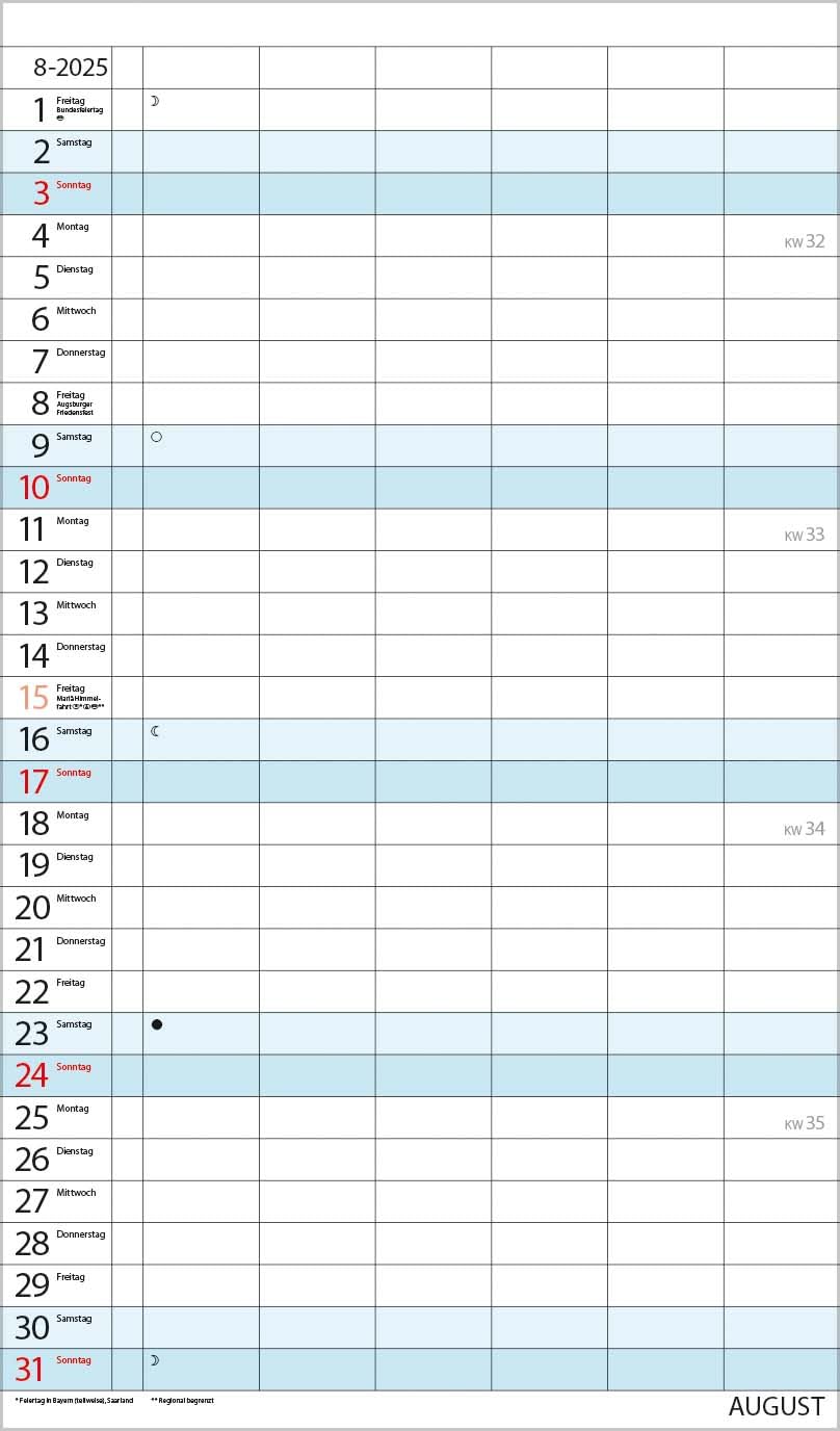 Agenda familiar XL 2025: calendario familiar con 6 columnas anchas. Temporizador familiar de alta calidad con fechas de vacaciones, columna adicional, vista previa hasta marzo de 2026 e información