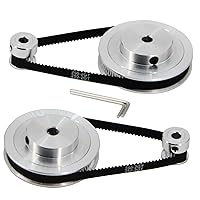 Vista 24 de Zeberoxyz 2 piezas de conjunto GT2 Rueda sincrónica de 20 y 80 dientes, polea de distribución de aluminio de 12 mm de diámetro con 2 piezas