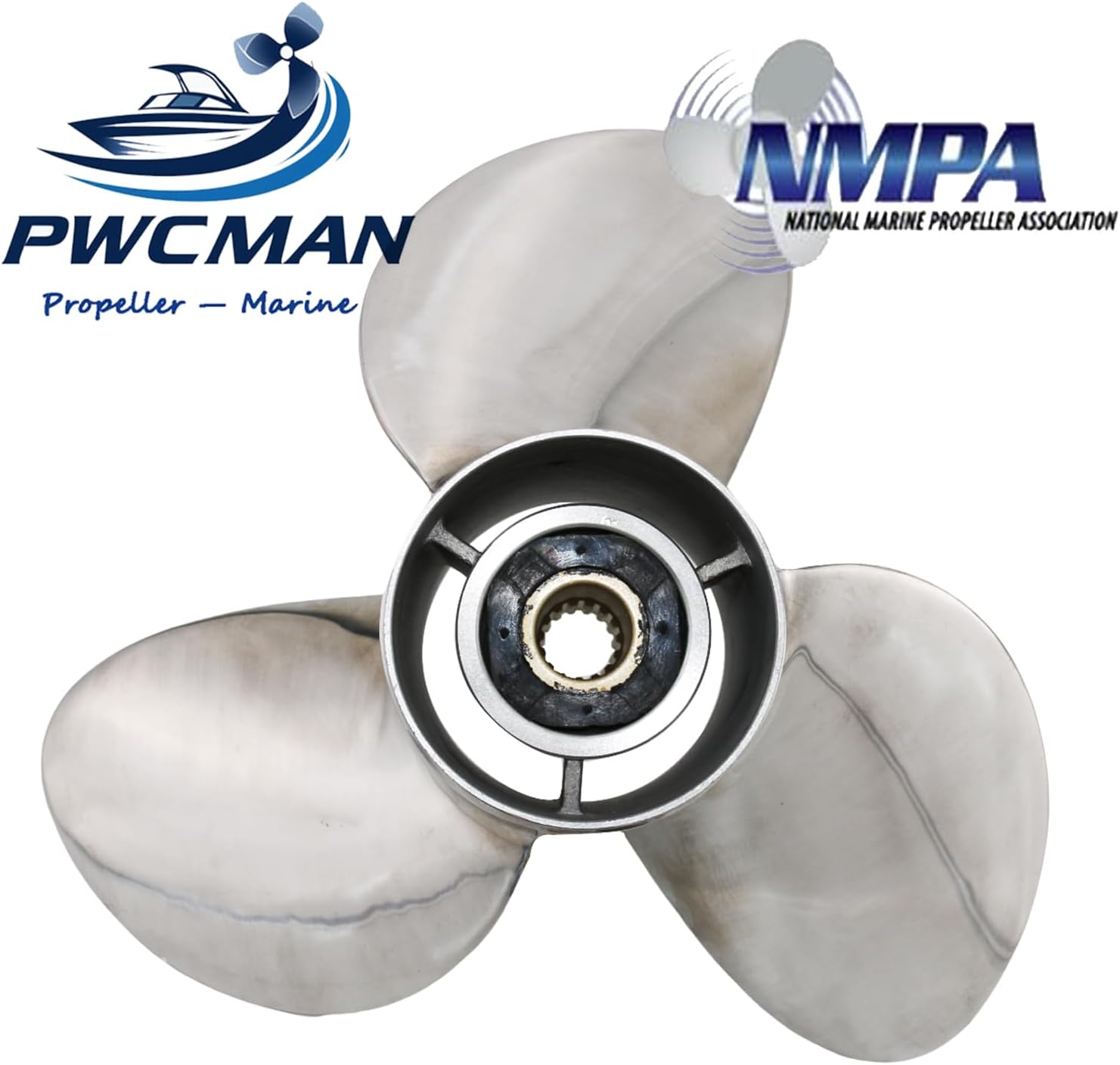 Outboard Propeller 14 3/4" x19" Pitch Stainless, 15 Spline Tooth, compatible with Yamaha 150 F150 175 200 F200 220 225 VF225 250 F250 F300 300hp Outboard Engines, 14.75x19p Boat Prop, RH, 3 Blades