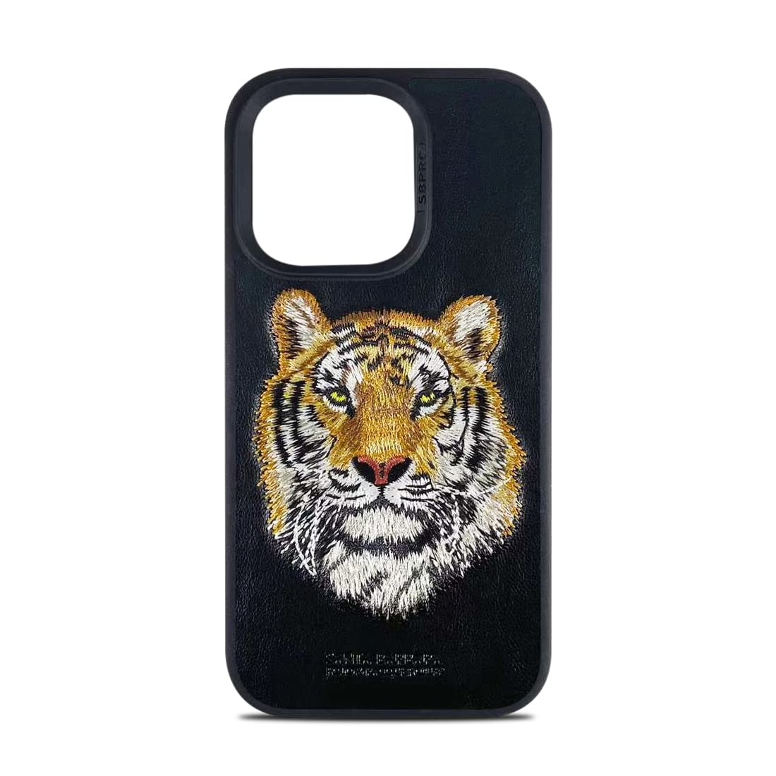 Santa Barbara Tiger Savana Series Leather Back Case Compatible With iPhone 14, Black