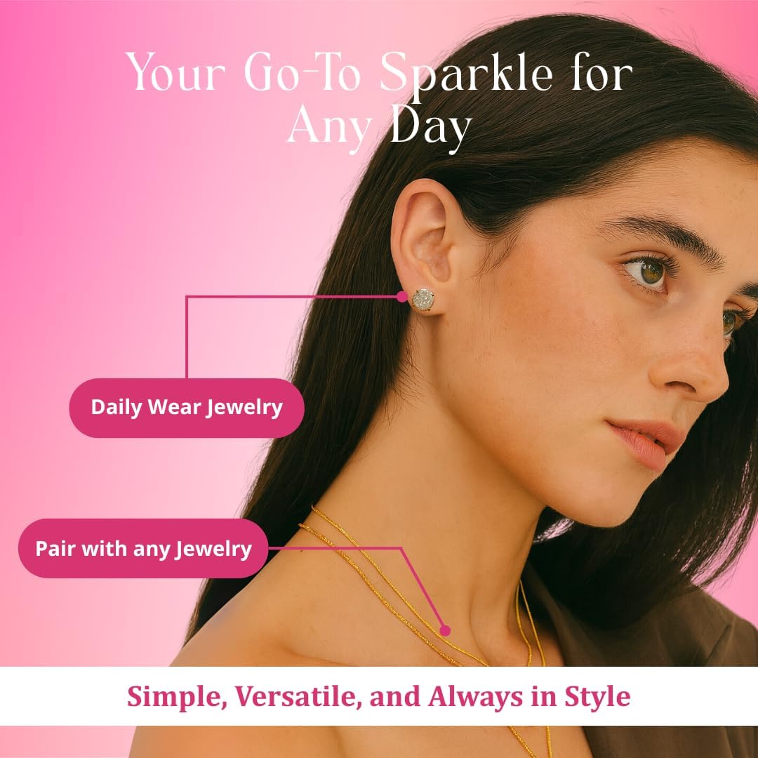 Gempires Gemstone Druzy Stud Earrings for Women 14k Gold Plated Handmade Prong Set Studs Raw Crystal Hypoallergenic Jewelry Minimalist Every Ocassion Gift - Image 4