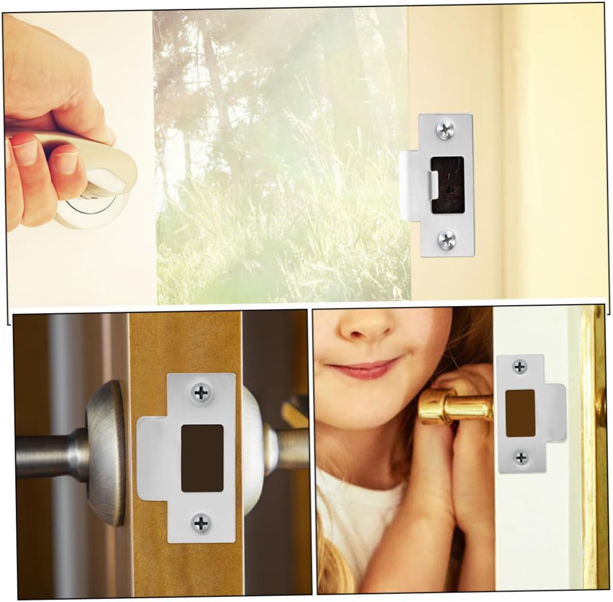 Metal Door Strike Plates 3pcs Door Reinforcement Plate Latch Door Strikes