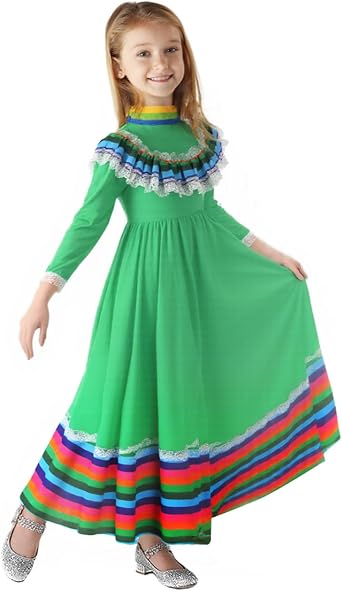 Mexican Dress for Girls Traditional Mexico Dress Cinco De Mayo Dress Halloween Costume Party Dress Kit