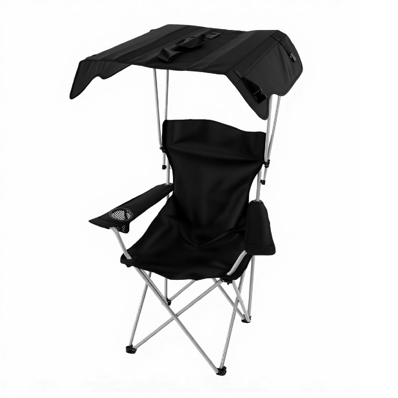 banapoy Krzesło Kempingowe, Regulowany Parasol Przeciwsłoneczny Tkanina Oxford 600D Oddychające, Ergonomiczne Składane Krzesło z Baldachimem, Przenośne Plażowe z Uchwytem na Kubek Zagłówek do