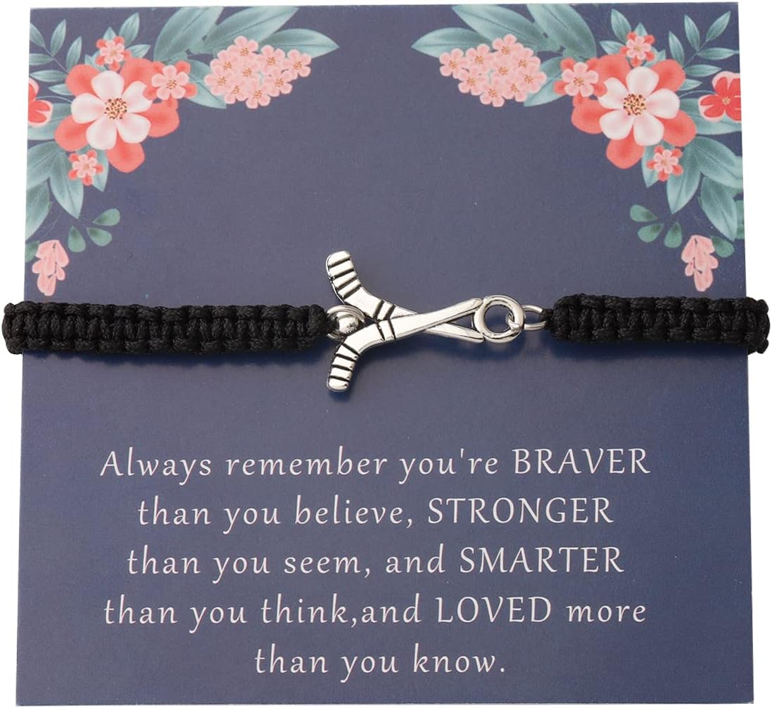 KUIYAI Hockey Gift Sportybella Field Hockey Bracelet Always Remember You are Braver Stronger Smarter Than You Think Gift for Hockey Player Coach Team