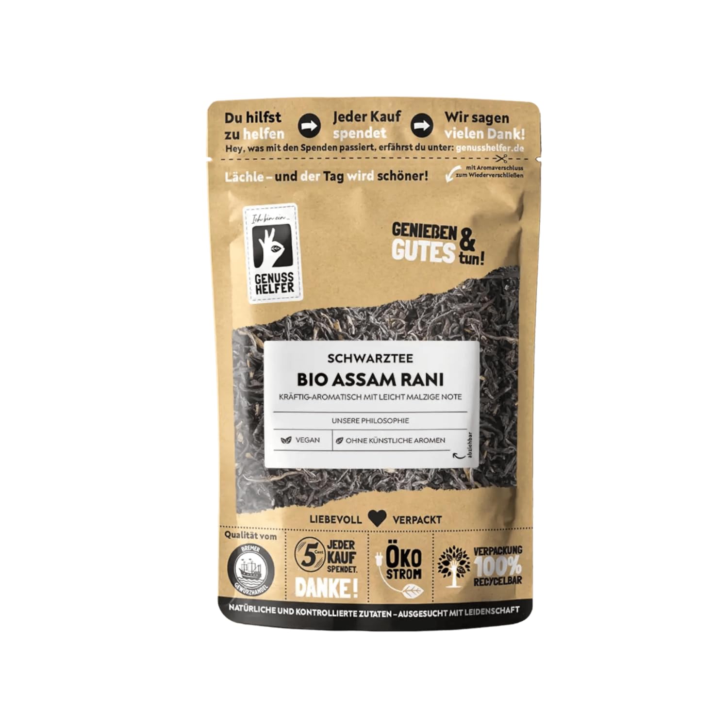 Bremer Gewürzhandel Assam Rani BIO, lose, kräftig aromatischer schwarzer Tee, lecker malzig im Geschmack, 10 x 100g