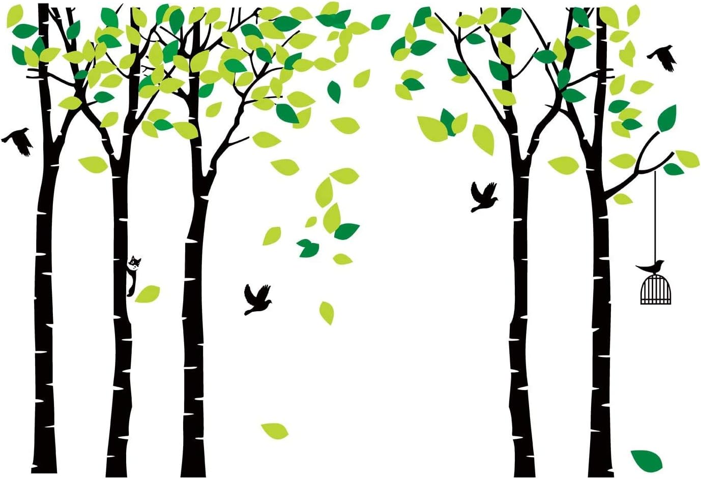 ANBER Giant Jungle Tree Wall Decal Removable Vinyl Sticker Mural Art Bedroom Nursery Baby Kids Rooms Wall Décor (Black and Green)