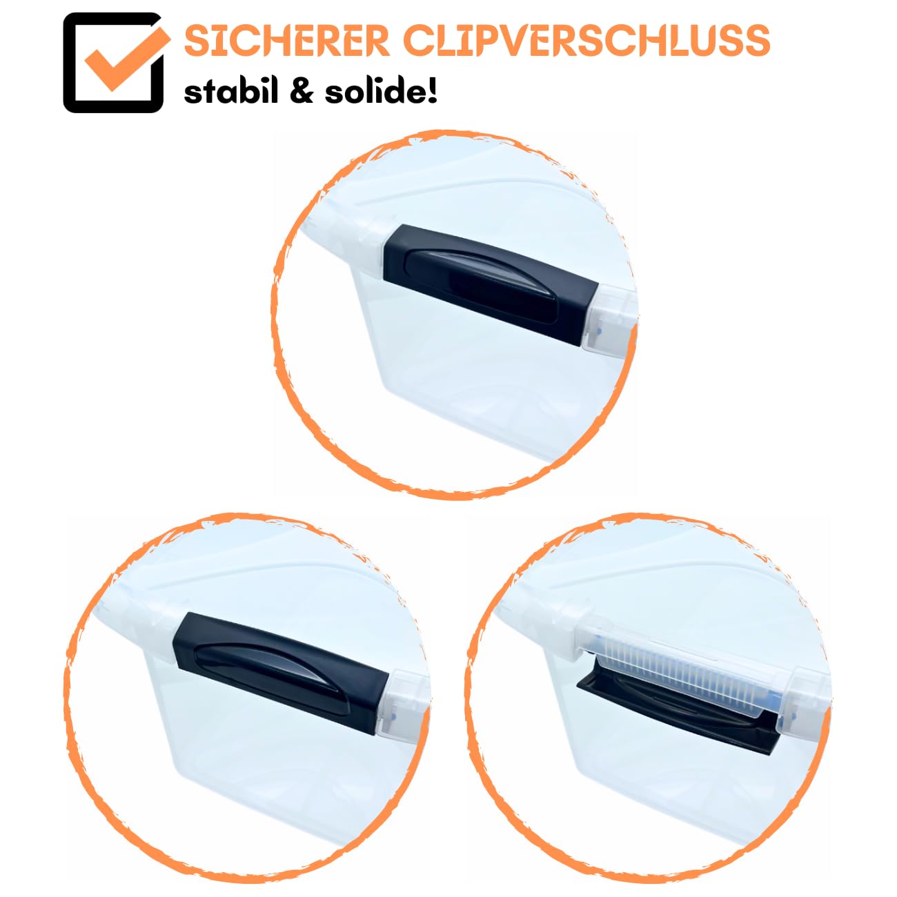 5 x Aufbewahrungsbox mit Deckel und Verschluss-Clips, dunkelblau-transparent, 30 Liter, Plastik-Box, stapelbar, stabil, BPA-frei, lebensmittelecht