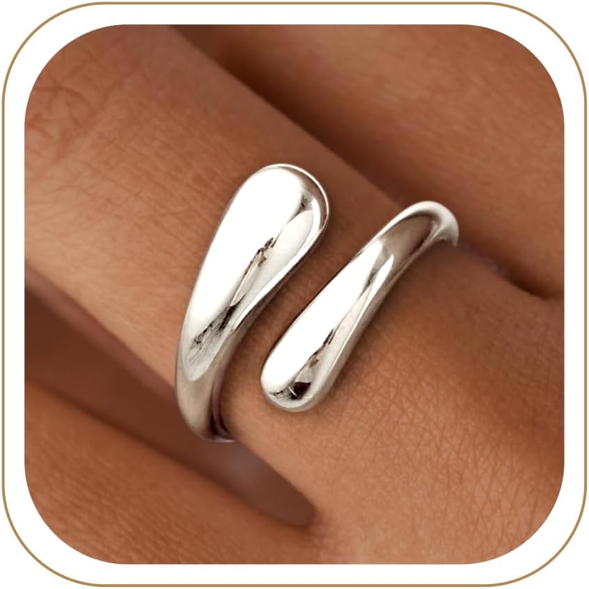 Anillos gruesos de oro que no se deslustran para mujer, chapados en oro de 14 quilates, anillos de cúpula apilables de plata, alianza de boda ajustable para hombre, joyería de metal mixto, tamaño 3-13