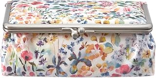 [Shasilleyakata] Premium LIBERTY PRINT 蛙嘴式 带镜子 化妆包 化妆包 化妆包 小物件收纳 花朵图案 成人 可爱 时尚 礼物 礼品盒包装 日本制造, 毛毡 白色