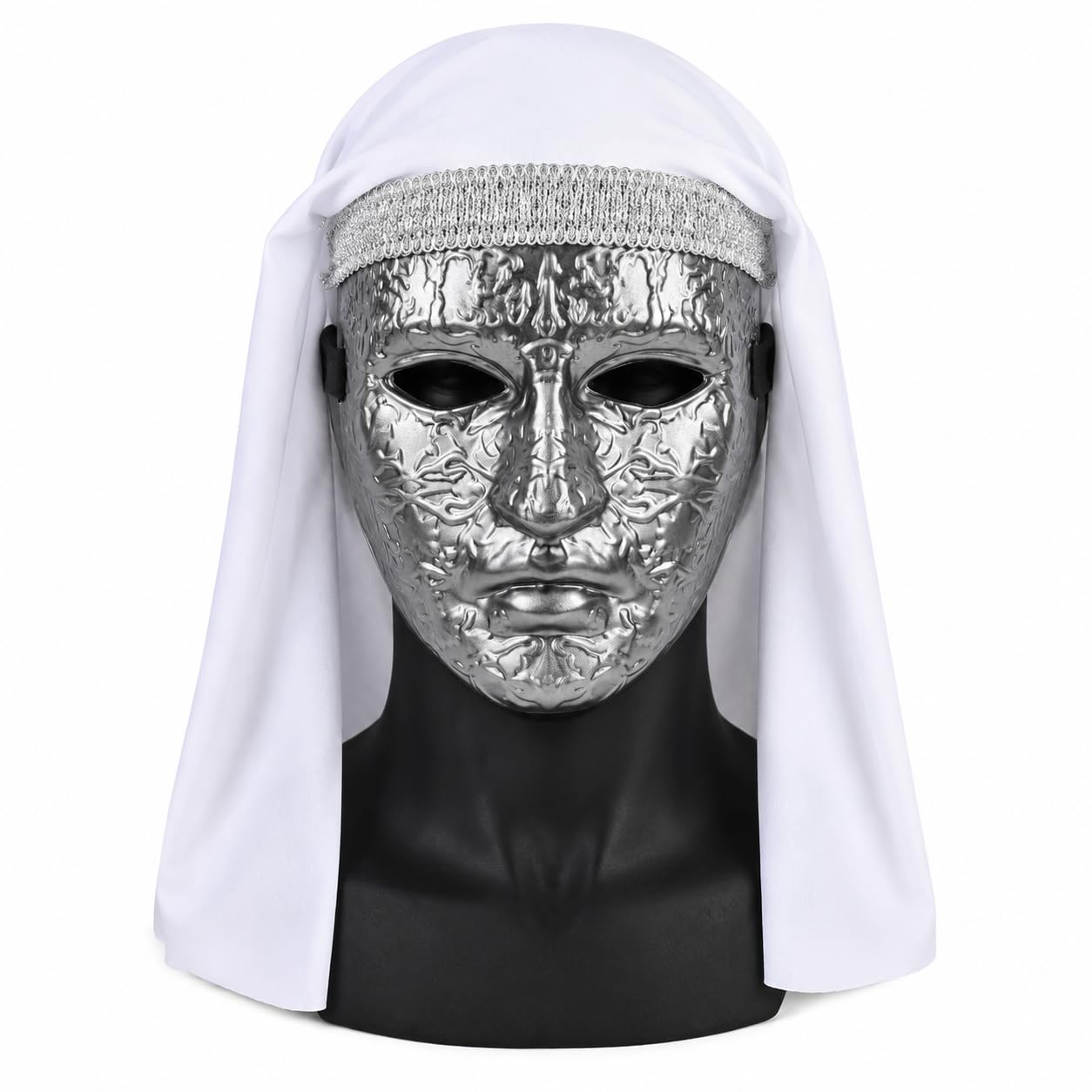 Photo 1 of Galafun Silver Medieval Masquerade Mask with Headscarf