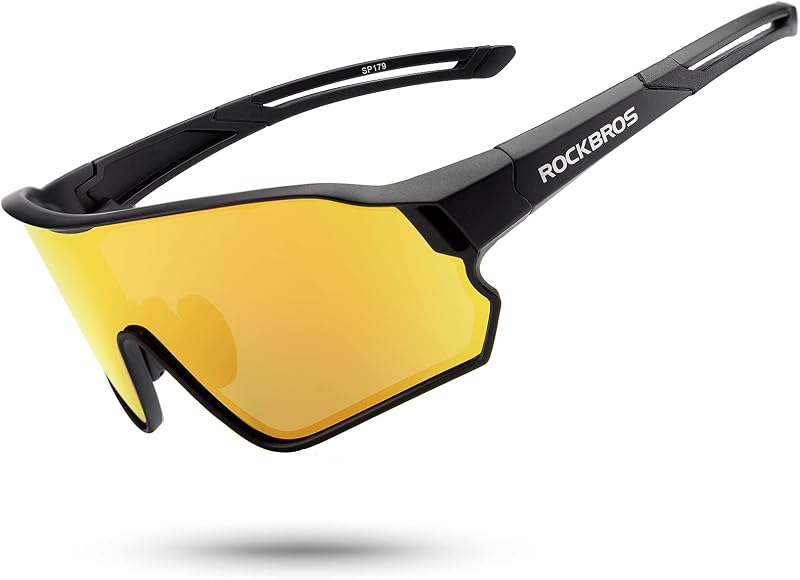 ROCKBROS Polarized Sports Sunglasses Anti-Glare HD Cycling Sun Glasses | Sport-Specific Unobstructed View Professional - UV400 Protection Goggle with Myopia Frame for Running Cycling Driving Hiking