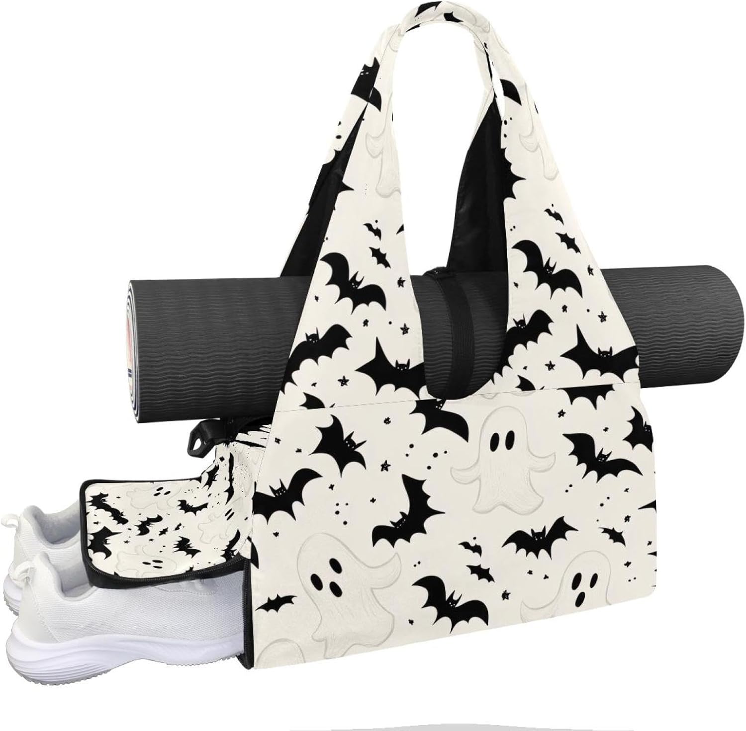 Gym Bag for Women, Elephants Sunflower Yoga Mat Bag with Shoe Compartment, Sport Yoga Gym Bag with Yoga Strap, Carryall Yoga Tote Bag