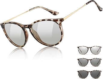 TJUTR Photochromic Polarized Sunglasses for Women and Men, Anti-Glare UV400 Protection for Day & Night Driving