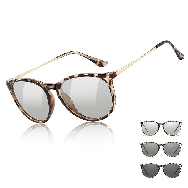TJUTR Photochromic Polarized Sunglasses for Women and Men Anti-Glare UV400 Protection for Day Night Driving