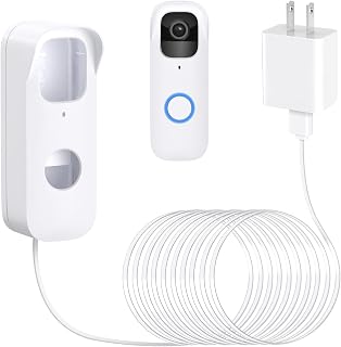 Power Cable with Adapter for Blink Video Doorbell (Replace Battery), Doorbell Transformer with 16.4ft/5m Weatherproof Cable Charger for Blink Doorbell -White