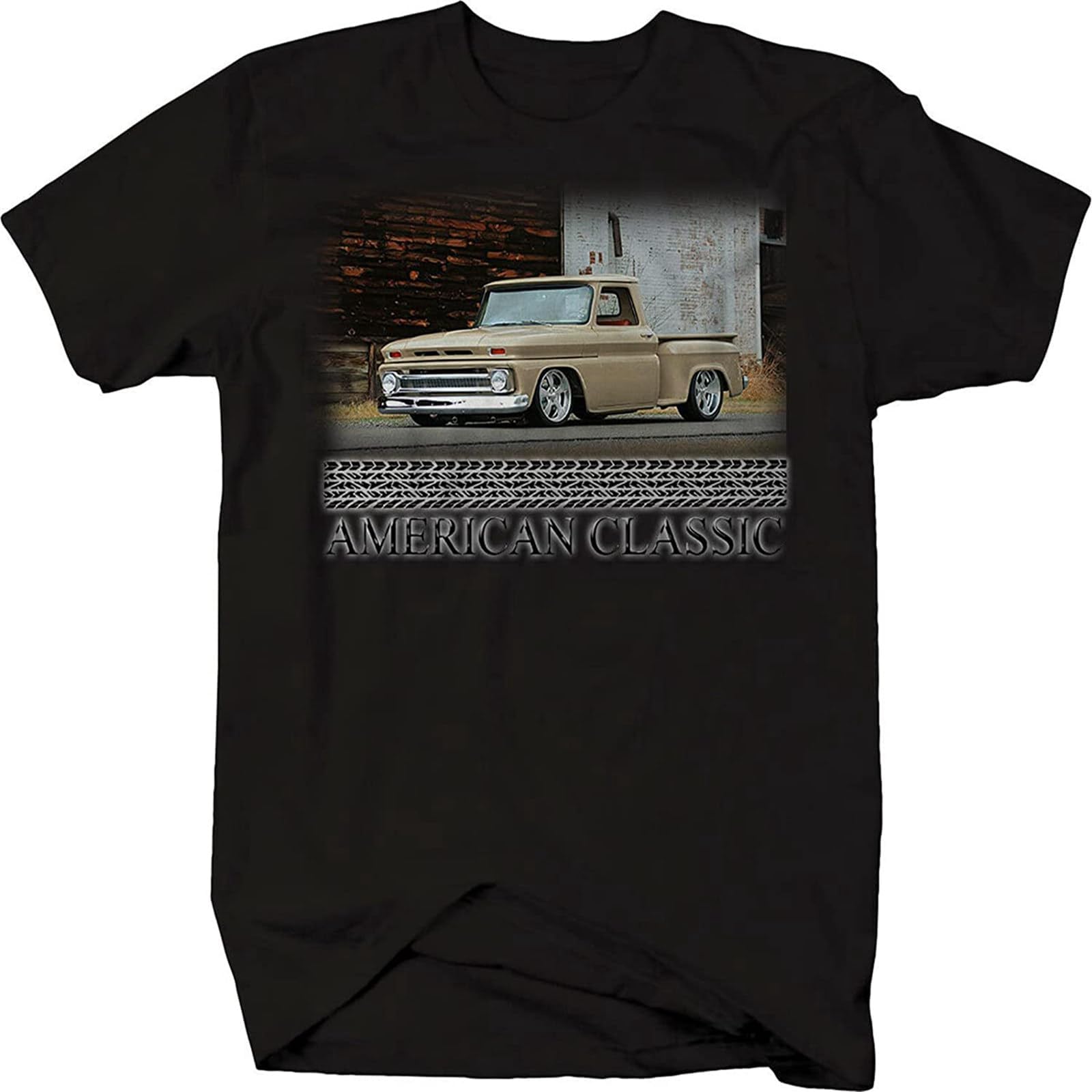 American C10 1960-66 Pickup Hotrod Stepside Car T Shirt Crew Neck Unisex Short Sleeve T-Shirt