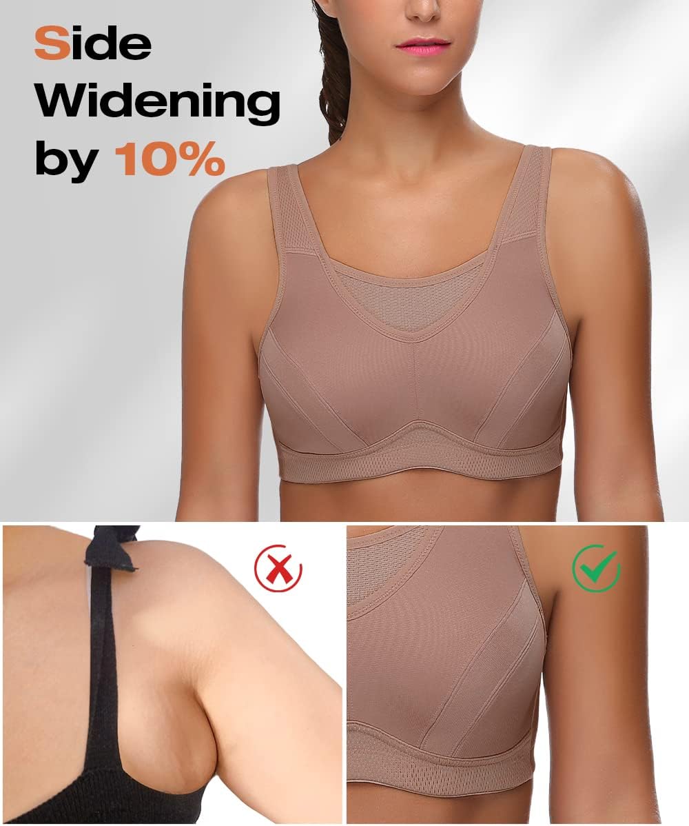 Wingslove Women's High Impact Sports Bra Full Coverage Wirefree Non Padded Workout Bra Plus Size - Image 6
