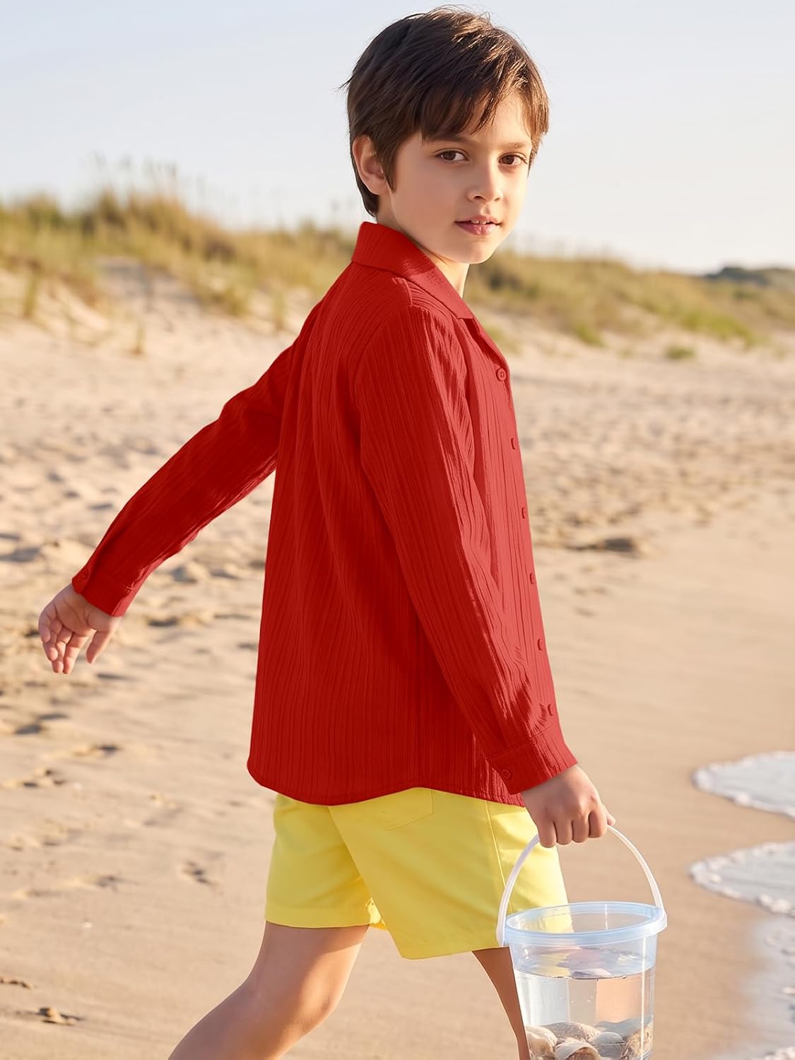 Boys Button Down Shirt Long Sleeve Formal Uniform Dress Shirt 5-14 Years