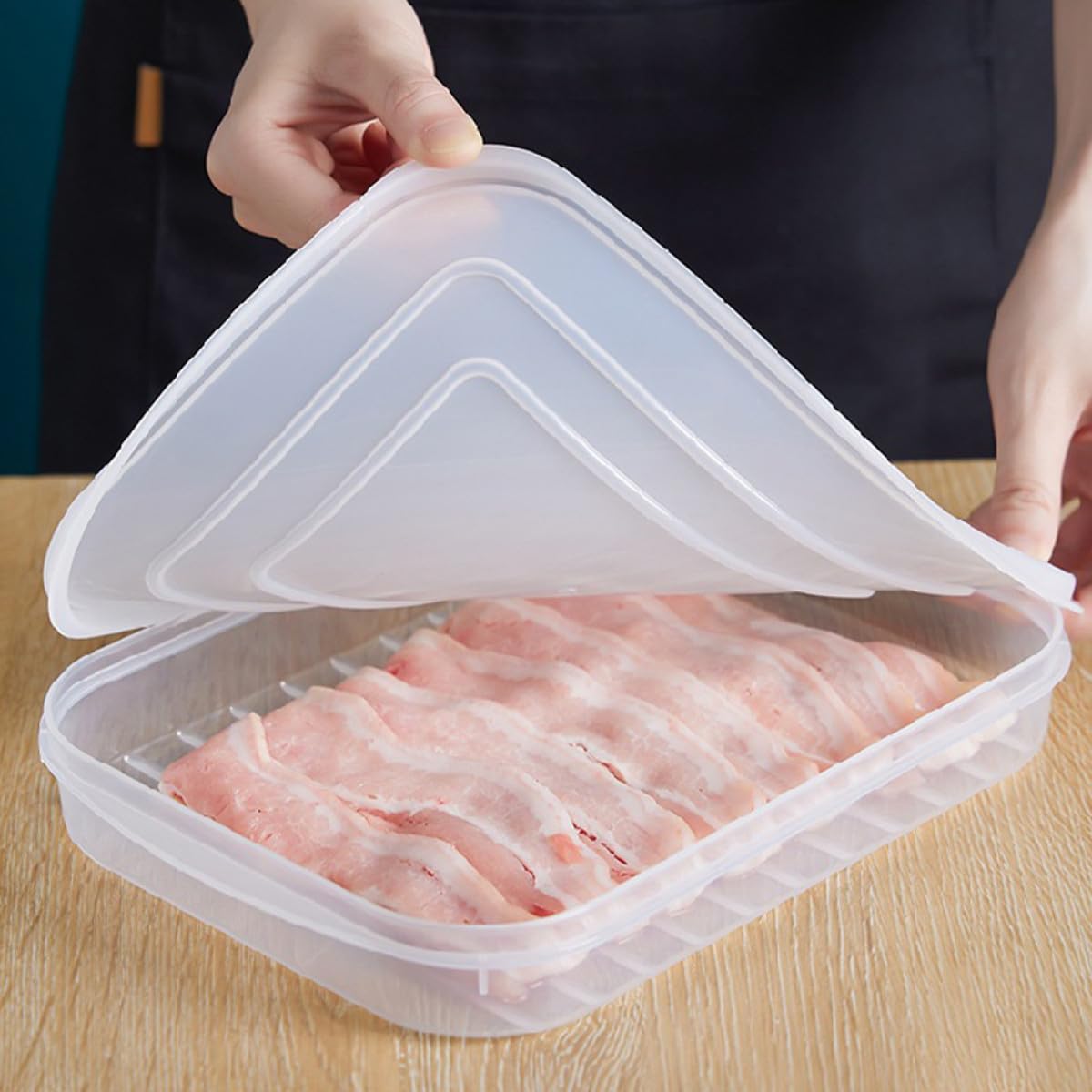 NUOBESTY Boîtes Alimentaires Hermétiques Conservation Fraîcheur Lot de 4 en Plastique pour Fruits de Mer et Poulet pour Réfrigérateur et Congélation