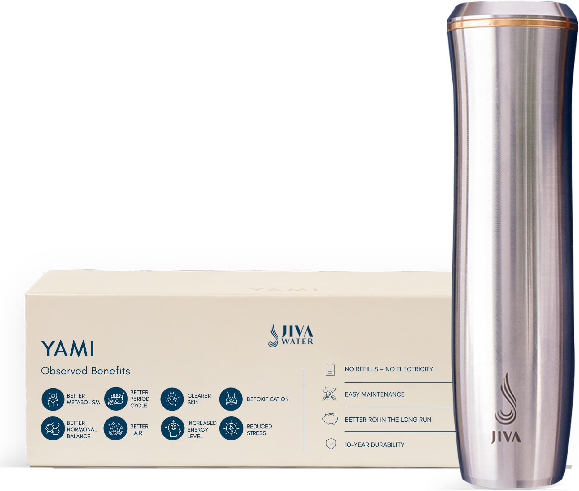 Jiva Water Yami - Water Energizing Device | Portable Non-Electric Lightweight Device | Energized Water for a Healthier Life | Better Gut Health, Improved Immunity, Healthier Skin & Hair