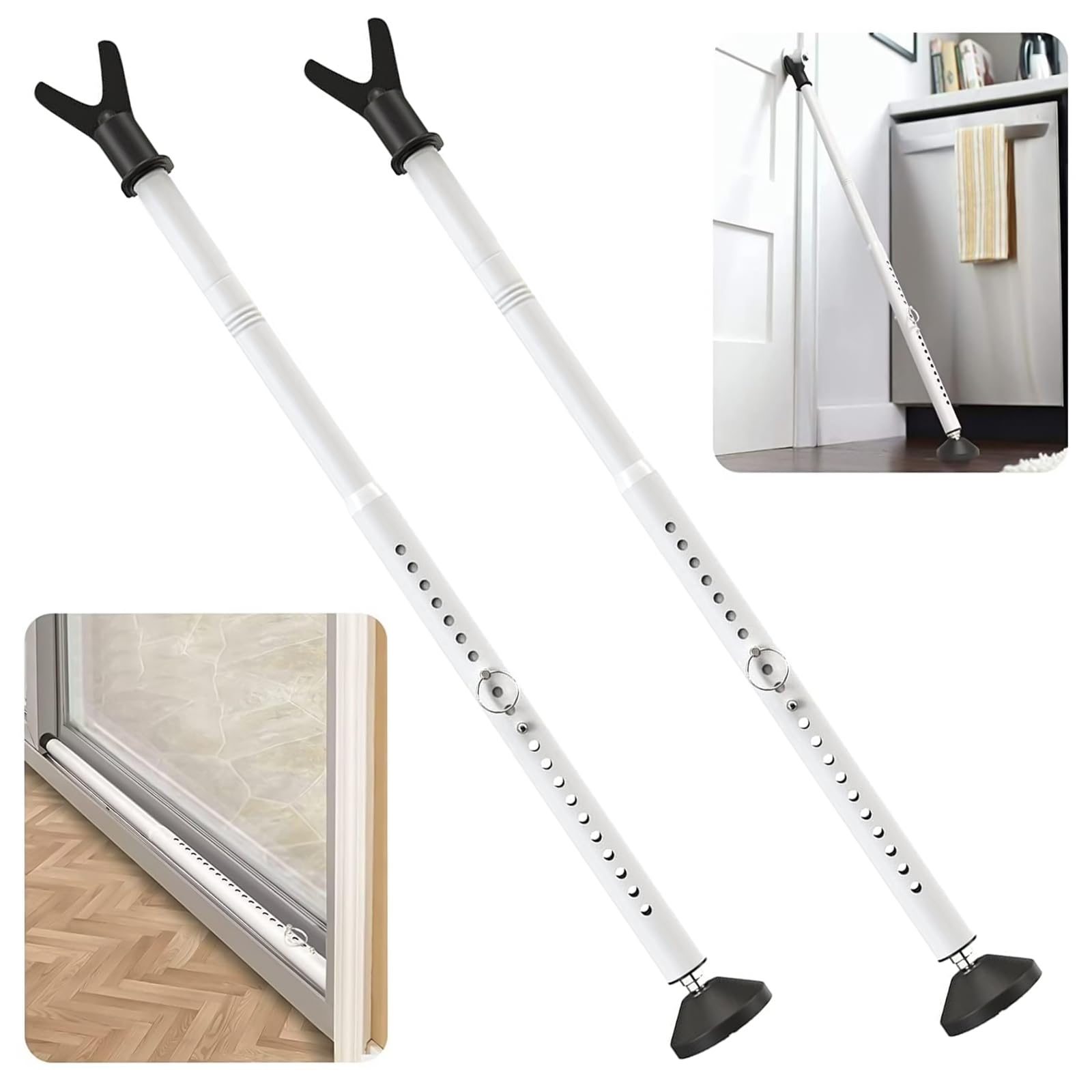 Adjustable Door Security Bar - Sliding Patio Door Security Bar DoorStoppers 48-132cm Window Stopper Jammer Doors Lock StickBar, AdjustableSecurity Jammer for Home Apartment Travel Safety Device