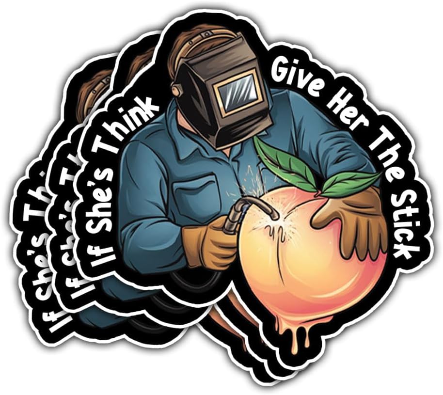 3Pcs If She's Thick Give Her The Stick Sticker Funny Welding Decals