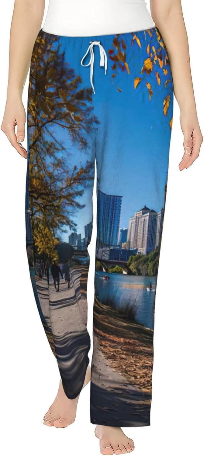 Austin Texas Print Fashion Cozy Womens Flannel Pajama Pants,Perfect For Christmas And Everyday Wear