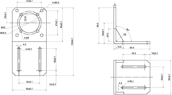 STEPPERONLINE NEMA 23 Stepper Motor (Economy Geared Stepper Motor) Alloy Steel Mounting Bracket ST-M2