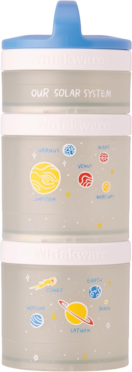 Whiskware Stackable Snack Containers for Kids and Toddlers, 3 Stackable Snack Cups for School and Travel, Our Solar System(Pack of 1) Whiskware Stackable Snack Containers for Kids and Toddlers, 3 Stackable Snack Cups for School and Travel, Our Solar System(Pack of 1)