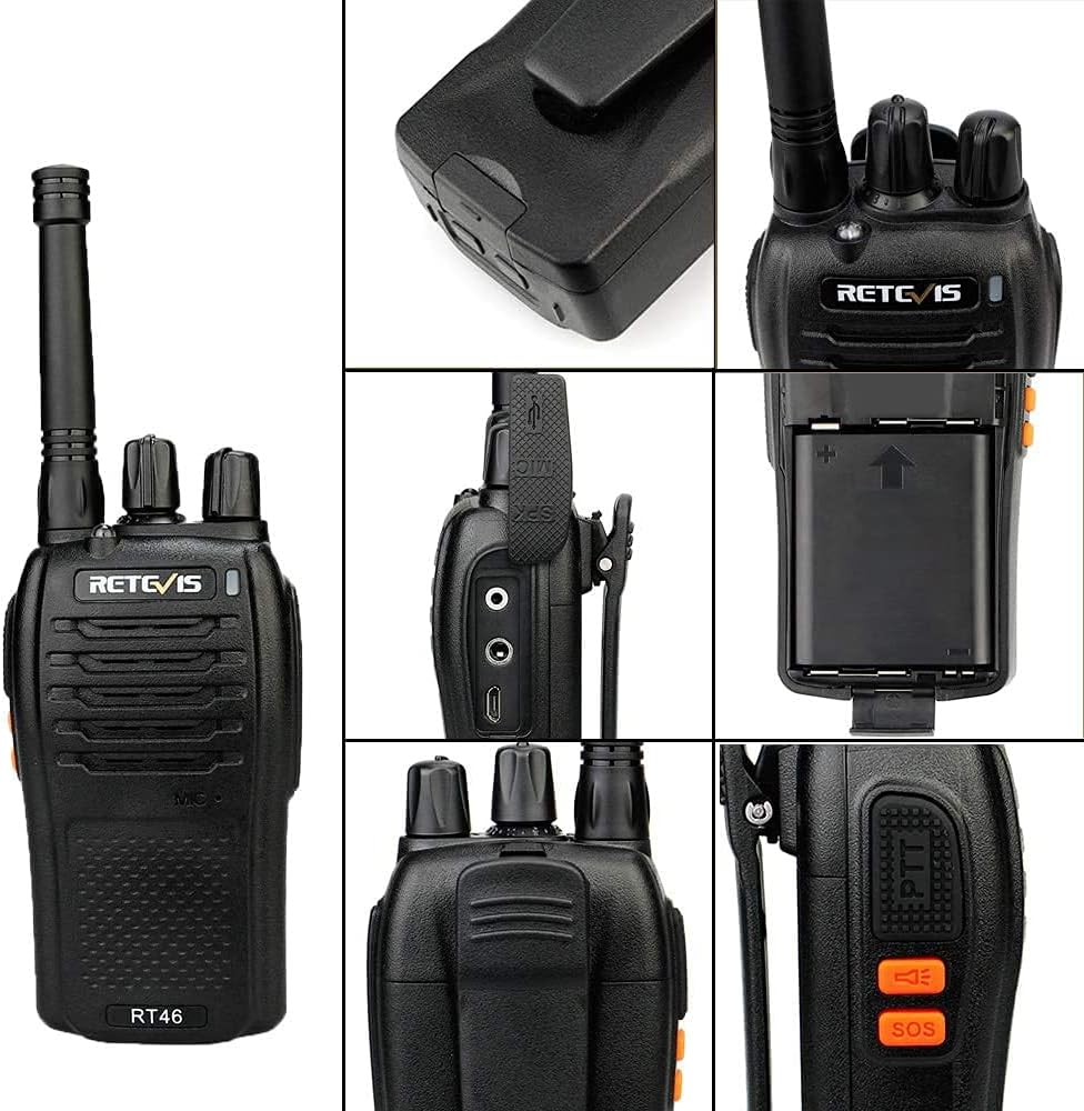 Gеt Sресіаl Prісе Retevis RT46 Walkie Talkie with Earpiece,Long Range Two Way Radios,Emergency Flashlight VOX AA Battery Dual Power Rechargeable,for Business Retail School Church(20 Pack)