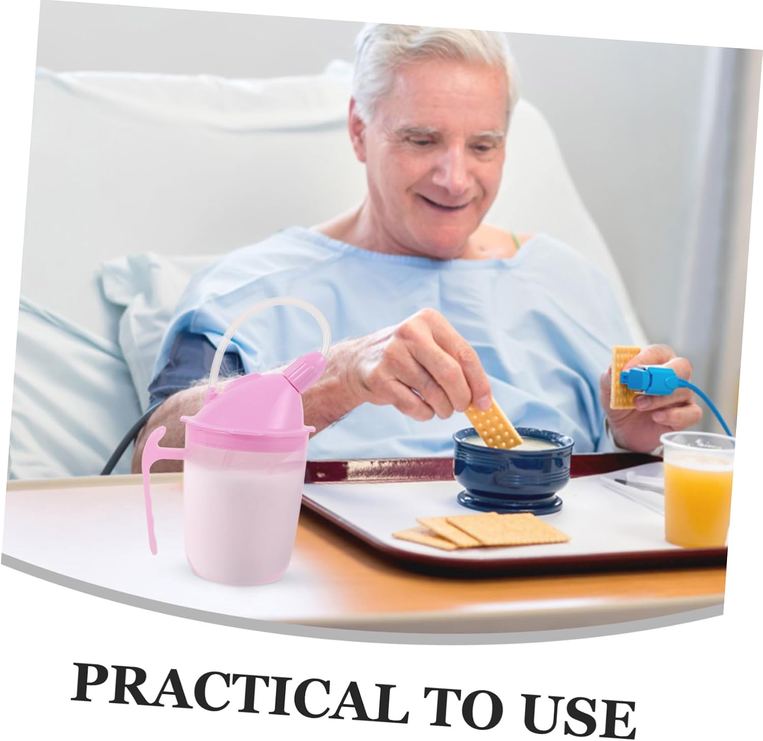 Convalescent Drinking Cup for Elderly Leakproof Liquid Straw and Lid for Disabled and Bedridden Patients Practical