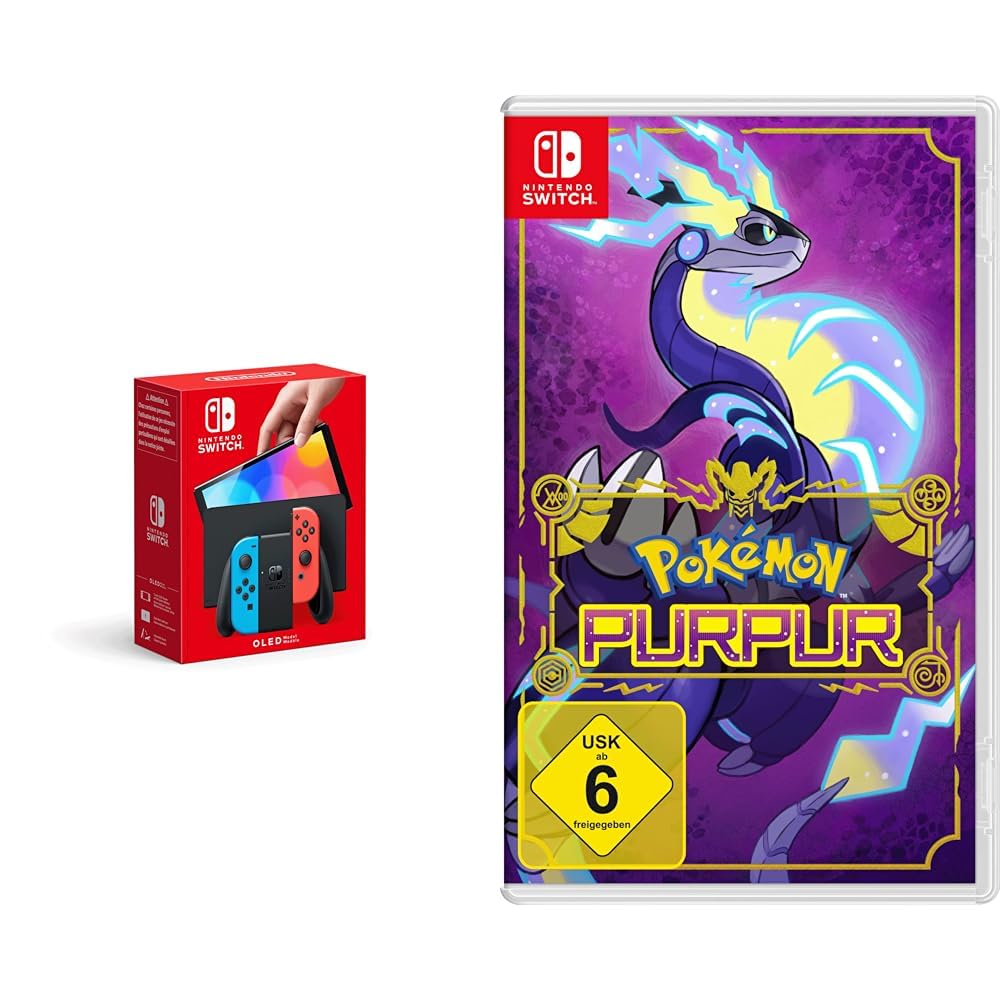 Nintendo Switch OLED-Modell Neon-Rot/Neon-Blau + Pokémon Purpur