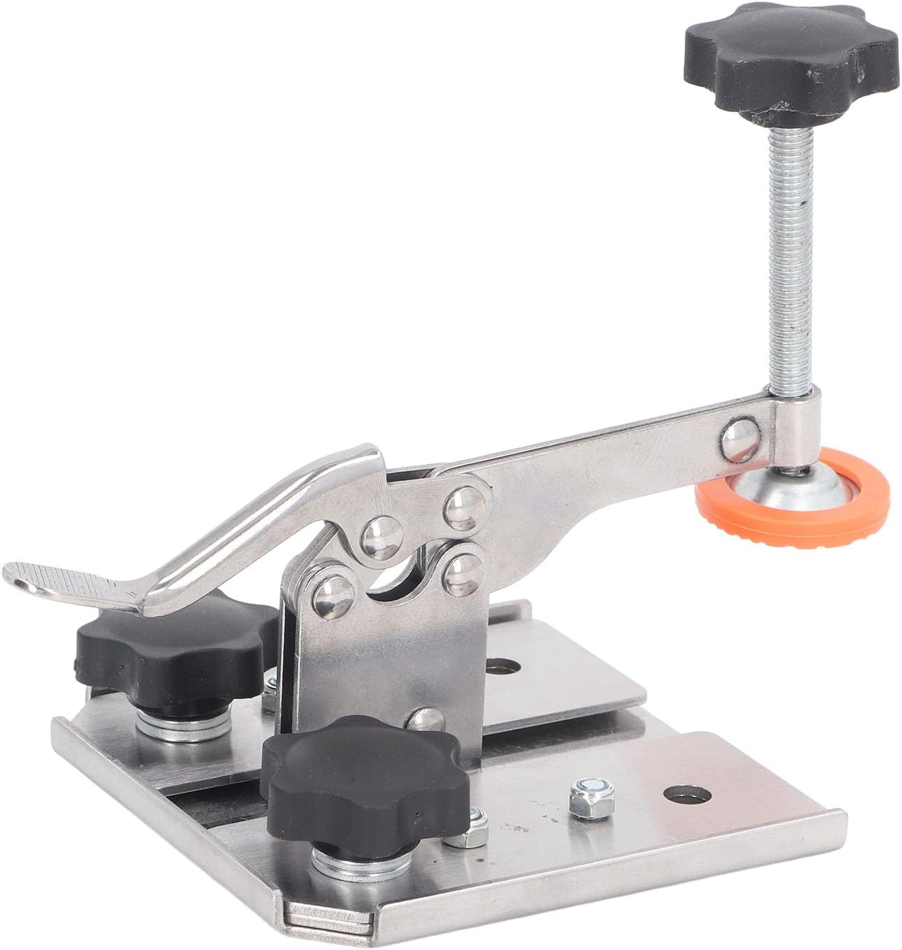 Stainless Steel Hold Down Clamp with Rubber, Quick Press for Woodworking Projects, Easy Adjustment Knob, Secure Non Slip Grip, Durable and