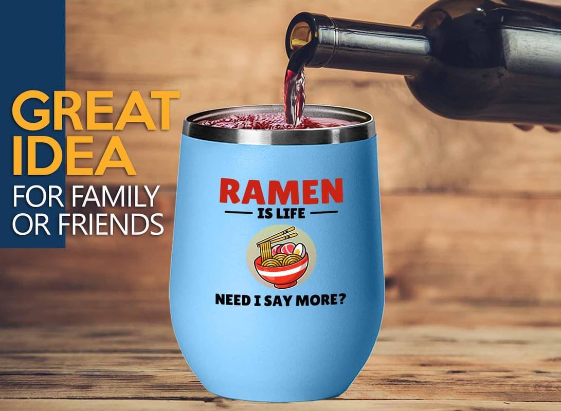 Ramen Lover Blue Edition Wine Tumbler 12oz - is life need - Food Lovers chicken pumpkin vegan pantry spicy noodles