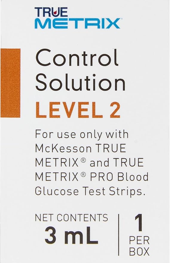 McKesson True METRIX Blood Glucose Testing Control Solution, Level 2, 3 mL Vial, 24 Count