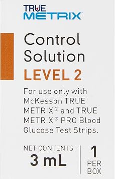 McKesson True METRIX Blood Glucose Testing Control Solution, Level 2, 3 mL Vial, 24 Count