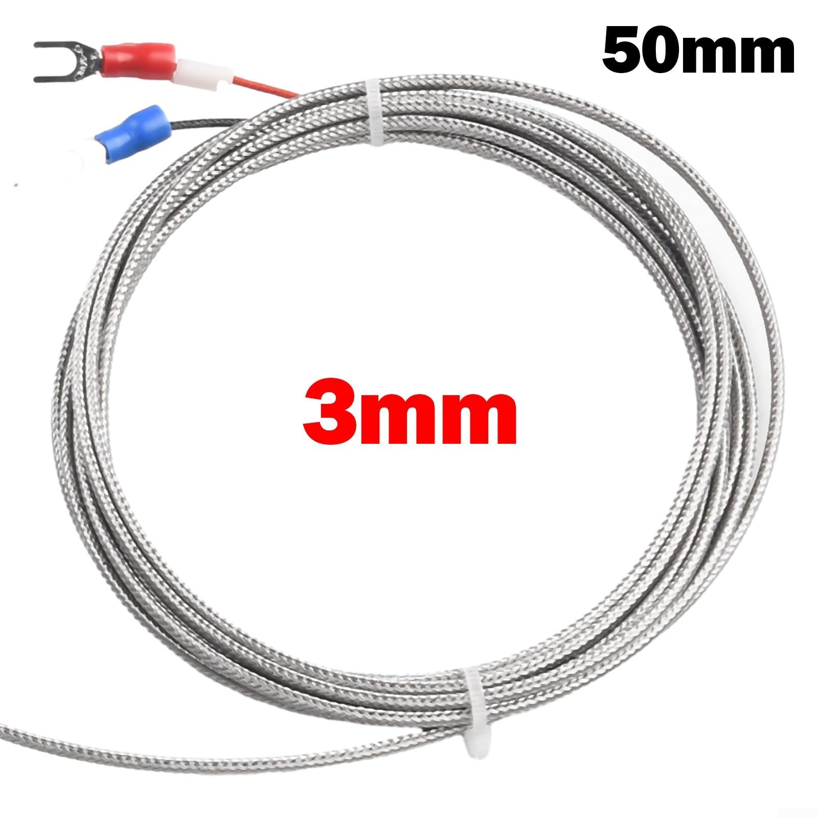 K-Type Thermoelement-Sonden-Sensor mit IP65 Wasserdichtigkeit, 0 °C bis 400 °C Bereich, M8 x 1,25 mm Schraube, 30–200 mm Sondenlängen, 1–5 m Kabeloptionen (50 mm Draht)