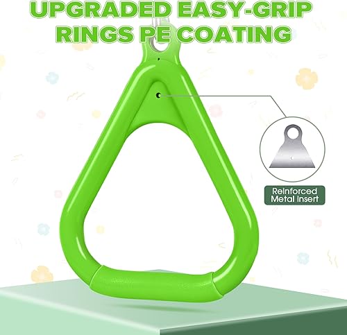 Miniatura 28 de LadyRosian Juego de anillos de barra de columpio de 17 pulgadas para gimnasio, trapecio, 47 pulgadas, accesorios con mosquetones de bloqueo, cadenas